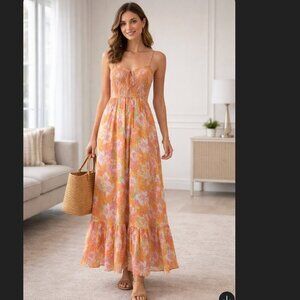 Fate Pink Floral Midi Dress
